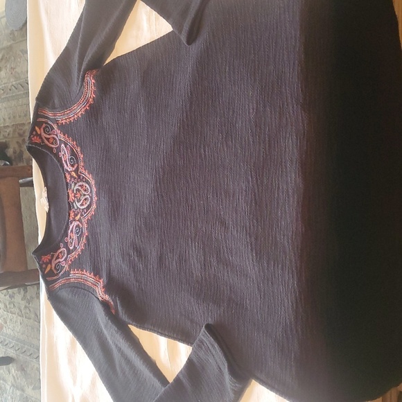 THML Embroidered Black Shift Long Sleeve Sz. M Dress - Picture 7 of 12